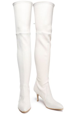 White Stretch-leather over-the-knee boots | Sale up to 70% off | THE OUTNET | STUART WEITZMAN | THE OUTNET