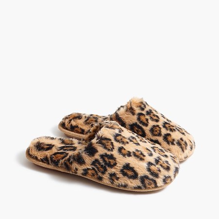 J.Crew Factory: Leopard Fuzzy Scuff Slippers For Women
