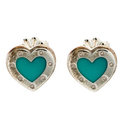 Tiffany & Co. Love Heart Blue Enamel Silver Stud Earrings Tiffany & Co. | TLC