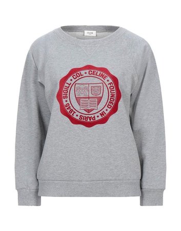 Céline Crew Neck Ribbed Trims Waistband and Cuffs 'college' Grey Sweater