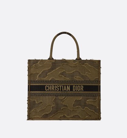 Blue Dior Book Tote Camouflage Embroidered Canvas Bag - Bags - Women's Fashion | DIOR