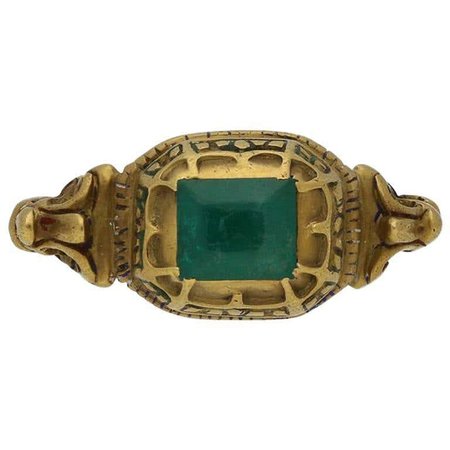 Renaissance Decorative Emerald Set Ring, circa 17th Century For Sale at 1stDibs | 17th century engagement rings, renaissance emerald