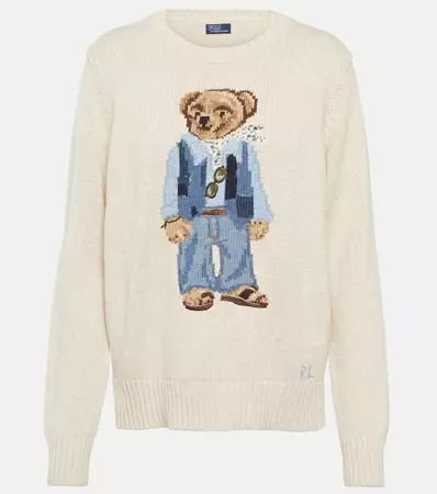 Polo Bear Intarsia Cotton Sweater in Beige - Polo Ralph Lauren | Mytheresa