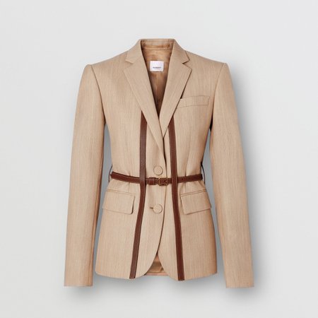 burberry EW IN Leather Harness Detail Wool Tailored Jacket - Cerca con Google