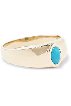 Loren Stewart | Gold turquoise signet ring | NET-A-PORTER.COM