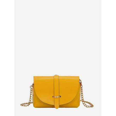 Messenger & Crossbody Bags | Shop Women's Yellow Metal Detail Flap Pu Chain Bag at Fashiontage | d1404162-0-color-yellow