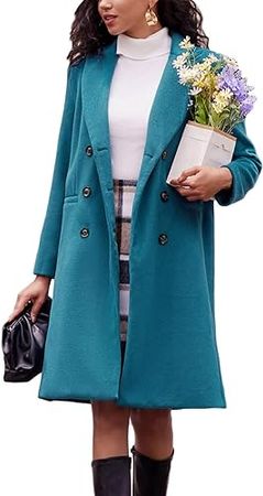 Amazon.com: Kate Kasin Trench Coats for Women 2023 Winter Faux Wool Notch Lapel Double-Breasted Long Peacoat with Slit Pockets : Clothing, Shoes & Jewelry