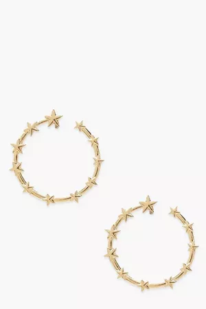 Round Star Detail Oversized Stud Earrings | boohoo golden