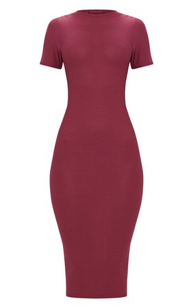 Burgundy Cap Sleeve Midi Dress | Dresses | PrettyLittleThing