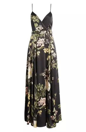 Lulus Still the One Floral Faux Wrap Gown | Nordstrom
