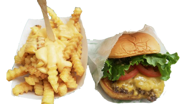 cheeseburger and cheese fries