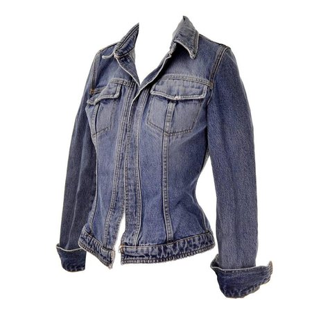 Dolce and Gabbana Distressed Jean Denim Jacket Italy Size 2 For Sale at 1stdibs