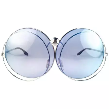 70s New Rare Vintage Christian Dior Oversized Silver Metal Round Sunglasses 1970's For Sale at 1stDibs | dior oversized round sunglasses, christian dior round sunglasses
