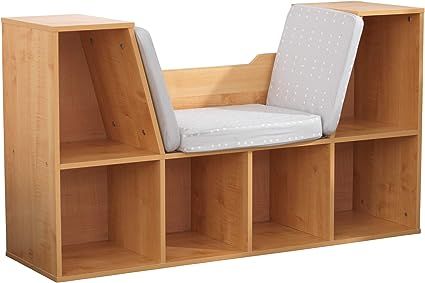 Amazon.com: KidKraft Wooden Bookcase with Reading Nook, Storage and Gray Cushion - Natural, Gift for Ages 3-8 : Home & Kitchen