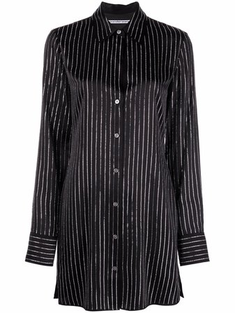 Shop Alexander Wang crystal-embellished silk shirt dress with Express Delivery - FARFETCH