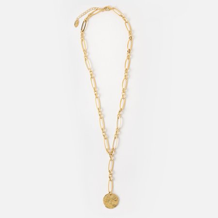 Mixed link & Coin Lariat Necklace– Orelia London