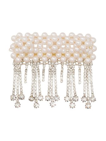 Shrimps Penelope Crystal And Pearl-Embellished Hairclip PEHCCREAMSILVER12SH White | Farfetch