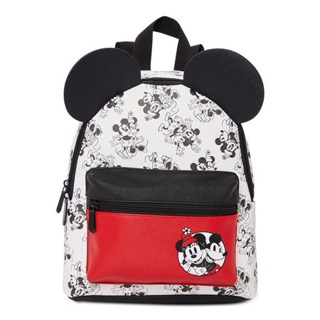 Disney Mickey & Minnie Mouse Women's Faux Leather Black White 11.5" Mini Backpack - Walmart.com
