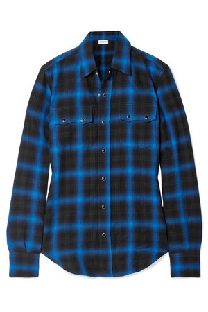 Saint Laurent | Checked cotton-blend flannel shirt | NET-A-PORTER.COM