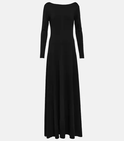 Open Back Wool Maxi Dress in Black - Saint Laurent | Mytheresa