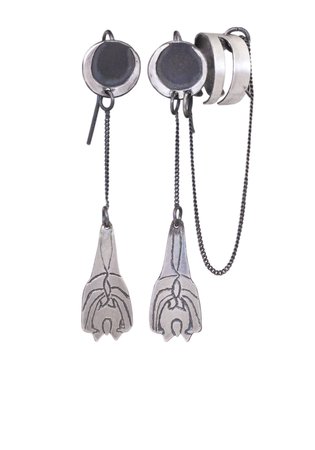 Silver bat earrings with an ear cuff | Lunaria jewellery