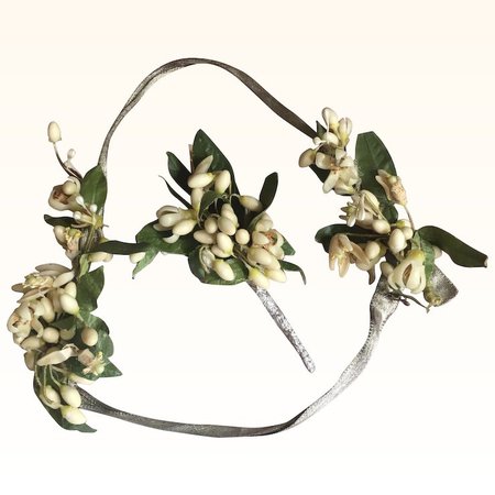 Circa 1920's Wax Flower and Lamé Wedding Headband and Corsage : Hesta Nesta | Ruby Lane