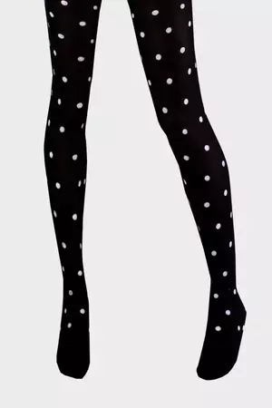 BLACK TIGHTS WITH WHITE POLKA DOTS - Tattoo Tights