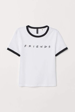 T-shirt with Printed Design - White