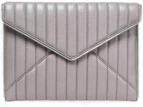 Leo Zip-embellished Quilted Leather Envelope Clutch