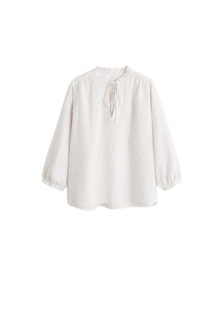 MANGO Linen-blend striped blouse