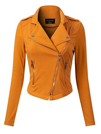 Amazon.com: Design by Olivia Women's Slim Fit Long Sleeve Zip-up Moto Jacket: Clothing