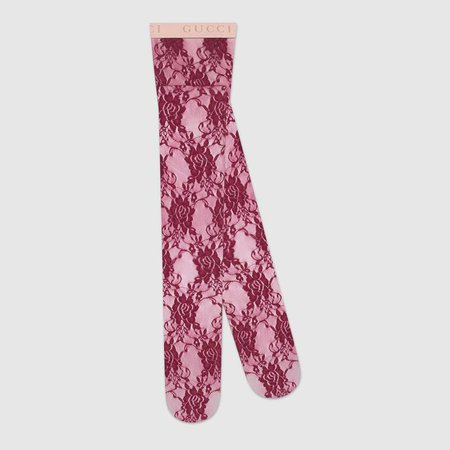 dark scarlet floral lace Floral lace tights | GUCCI® US