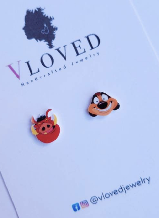 Timon and Pumbaa inspired stud earrings, disney necklace, disney choker, disney jewelry by Vloved jewelry on Etsy