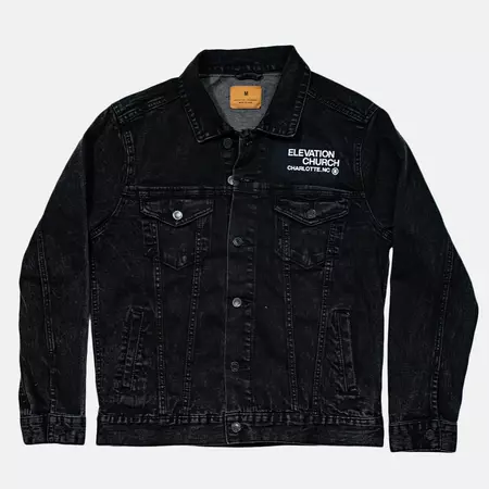Elevation Church - Vintage Black Denim Jacket Front