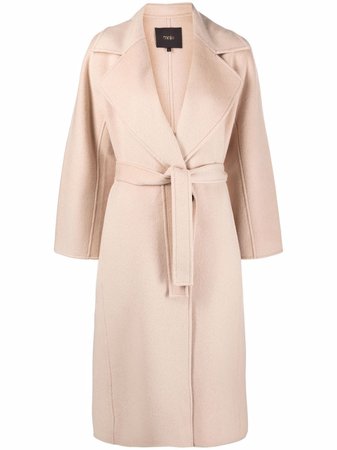 Shop Maje felted wool belted coat with Express Delivery - FARFETCH