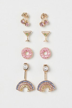 4 Pairs Stud Earrings - Gold-colored - Ladies | H&M US