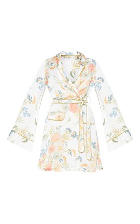 White Oriental Print Kimono Dress | Dresses | PrettyLittleThing