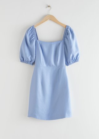Sweetheart Neckline Mini Dress - Light Blue - Mini dresses - & Other Stories