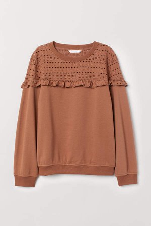 Sweatshirt with Embroidery - Beige