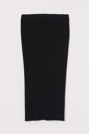 Rib-knit Skirt - Black