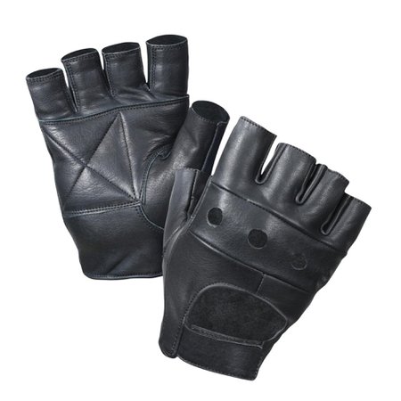 Black Leather Fingerless Biker Gloves - Walmart.com - Walmart.com