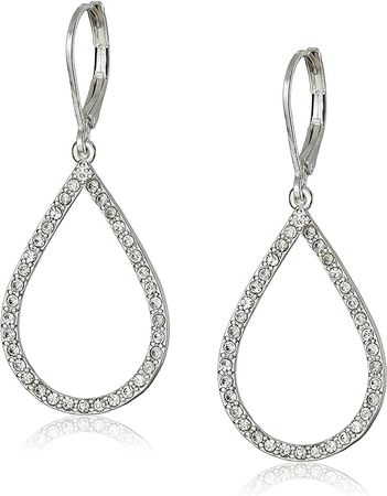 Amazon.com: Anne Klein Ready To Shine Silver-Tone/Crystal Teardrop Earrings : Clothing, Shoes & Jewelry