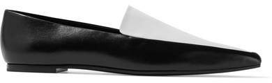 Minimal Two-tone Leather Loafers - Black