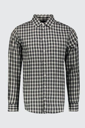 Long Sleeve Mono Check Shirt | Boohoo