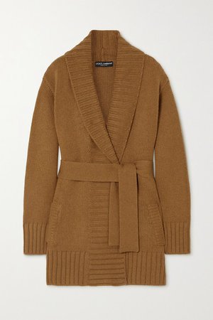 Belted Cashmere Cardigan - Brown
