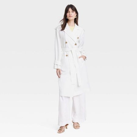 Women's Linen Trench Coat - A New Day™ White S : Target