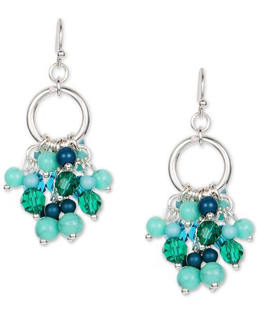 Style & Co Beaded Silver-Tone Shaky Stone Chandelier Drop Earrings, Created for Macy's & Reviews - Earrings - Jewelry & Watches - Macy's