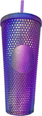 Amazon.com | 2022 Starbucks Studded Purple Oil Slick Venti 24oz Tumbler with straw: Tumblers & Water Glasses