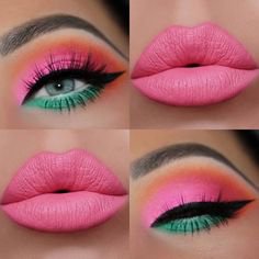 Pink & Green Makeup Look