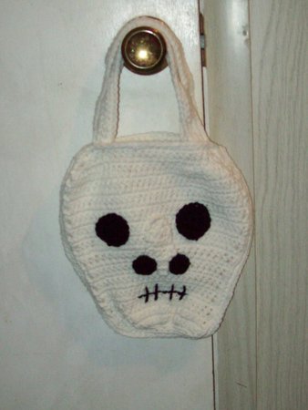 Skeleton Skull Tote Halloween Trick Or Treat Bag Crochet | Etsy